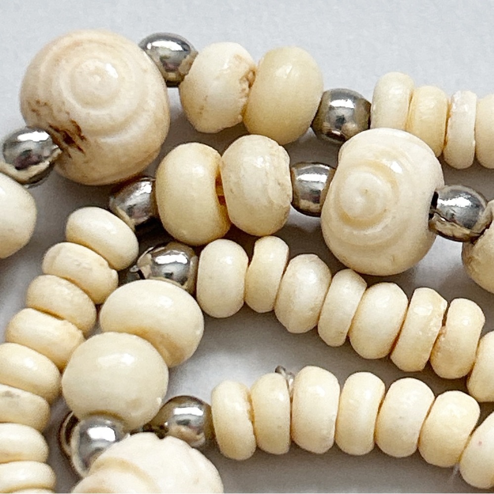 Vintage Native Carved Bone Bead Necklace